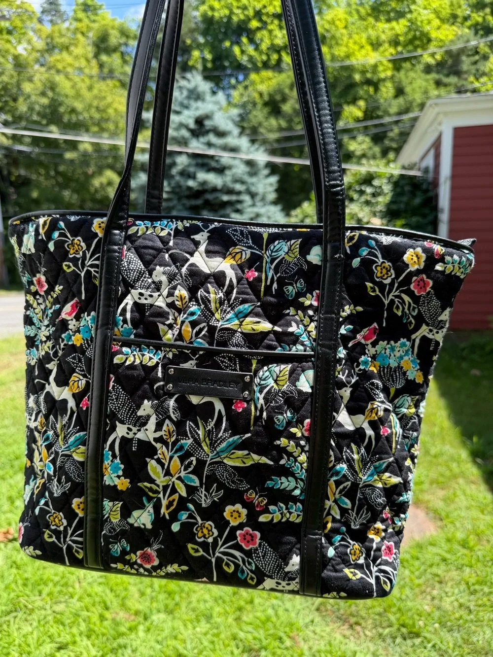Vera Bradley Small Tote Winter Palace Faux Leather Trim Quilted Bag